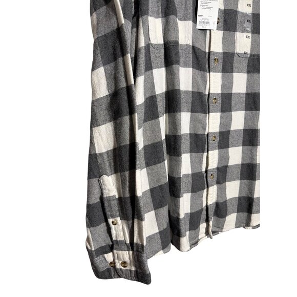 Sonoma Mens Supersoft Flannel Shirt XXL Standard Fit Black/White Plaid - Picture 5 of 6